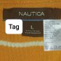 Nautica Orange/ White Striped Ribbed Button Neckline Top Size L