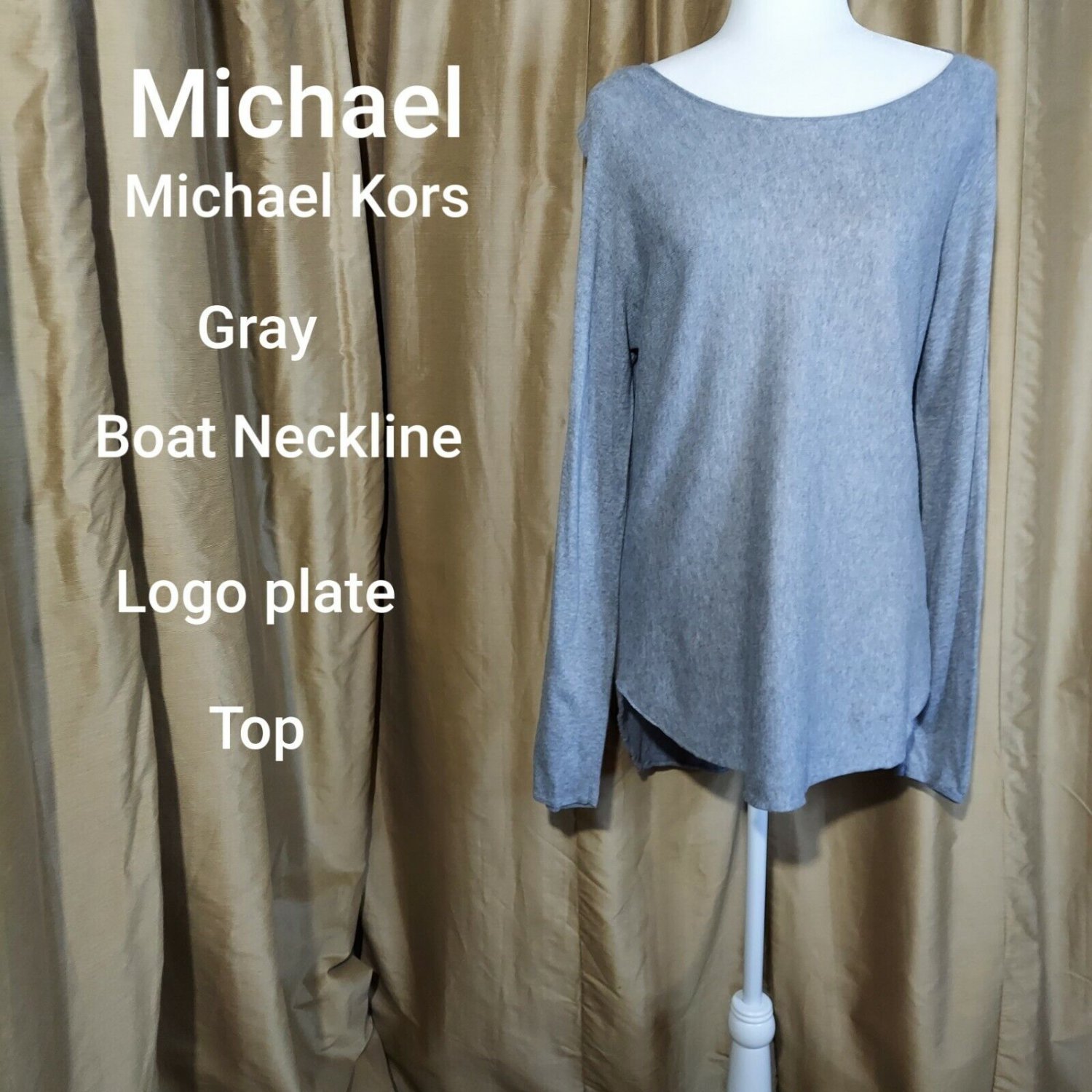 Michael Michael Kors Gray Logo Top Size M