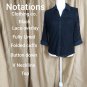 Notations Black Lace V Neckline Button Down Top Size M