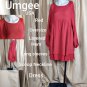 Umgee USA Red Oversize Light Weight Layered Hem Dress Size S