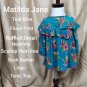 Matilda Jane Teal Floral Print Ruffled Detail Top Size 6-12 Mos.