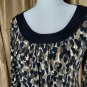 Kim Rogers Printed Boat Neckline Top Size M