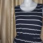 Hount Black & White Striped Scoop Neckline Elastic Waistband Pocket Dress Size L