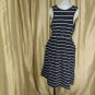 Hount Black & White Striped Scoop Neckline Elastic Waistband Pocket Dress Size L