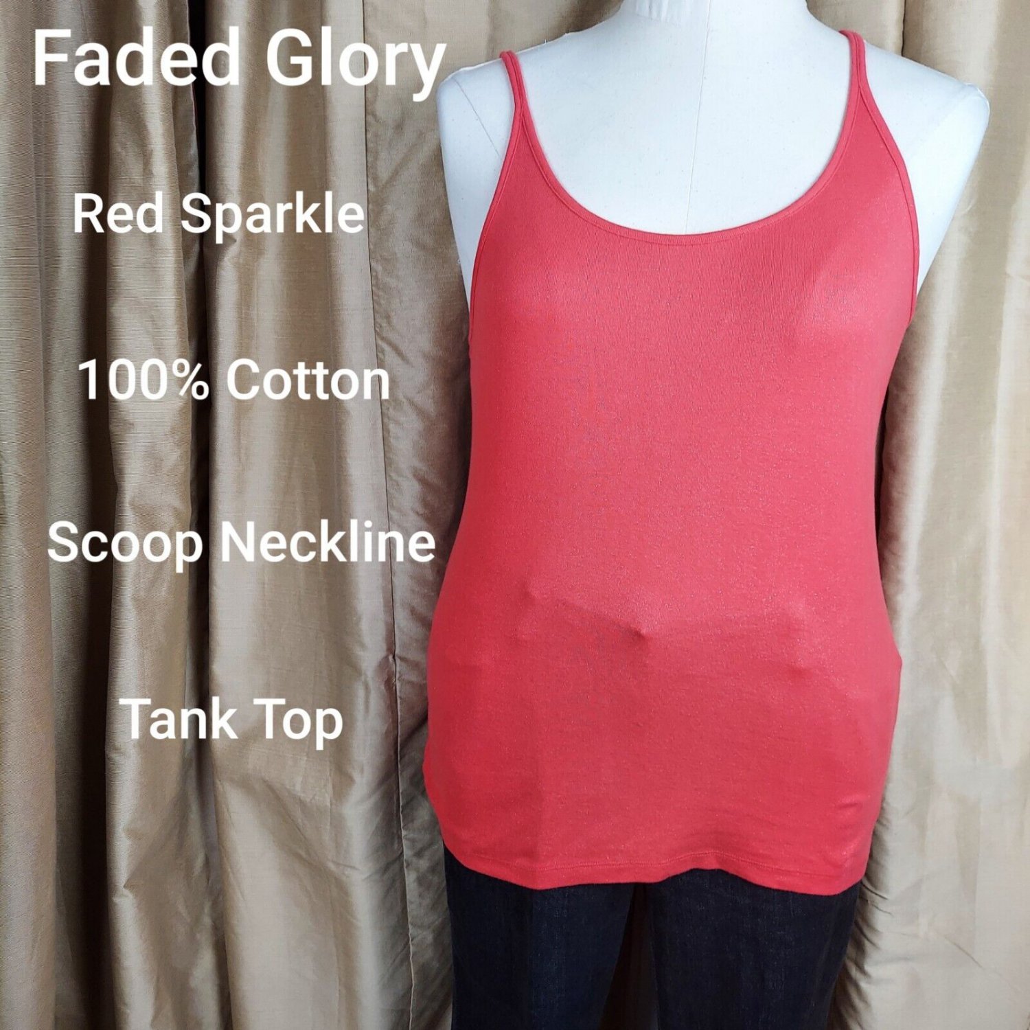 Faded Glory red sparkle scoop neck tank size 2X (20)