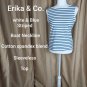 Erika & co. White & Blue Striped Cotton Blend Top Size M