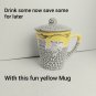 New With Tag Yellow & White Crackled Mug With Lid