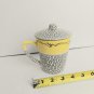 New With Tag Yellow & White Crackled Mug With Lid