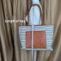 Miztique White & Black Striped Front Slip Pocket Large Tote