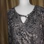 Jones New York Gray And Black Print Keyhole Neckline Top Size L