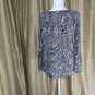 Jones New York Gray And Black Print Keyhole Neckline Top Size L