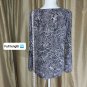 Jones New York Gray And Black Print Keyhole Neckline Top Size L