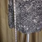 Jones New York Gray And Black Print Keyhole Neckline Top Size L