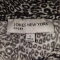 Jones New York Gray And Black Print Keyhole Neckline Top Size L