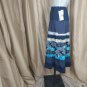 New Russell Kemp Collection Bohemian Romance Navy Blue Print Maxi Skirt Size 12