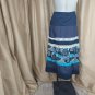 New Russell Kemp Collection Bohemian Romance Navy Blue Print Maxi Skirt Size 12