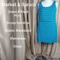 Market & Spruce Green & Black Print Elastic Waistband Dress Size XL