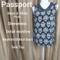 Passport Black & White Print Detail Neck Line Size M