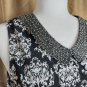 Passport Black & White Print Detail Neck Line Size M