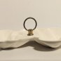 Vintage Double Leaf White Cracked Finish Candy Dish # 100