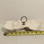 Vintage Double Leaf White Cracked Finish Candy Dish # 100