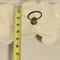 Vintage Double Leaf White Cracked Finish Candy Dish # 100
