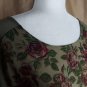 Faded Glory Olive Green Floral Print Faux Back Button Top Size M