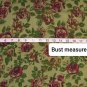 Faded Glory Olive Green Floral Print Faux Back Button Top Size M