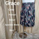 GRACE gray Print Spandex Blend  Belted Skirt Size XL
