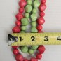 Fashion 2 Strand Pink & Green Bead Necklace
