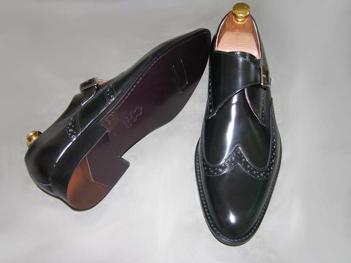 FG6001 full leather single monk strap black size 9.5 USA