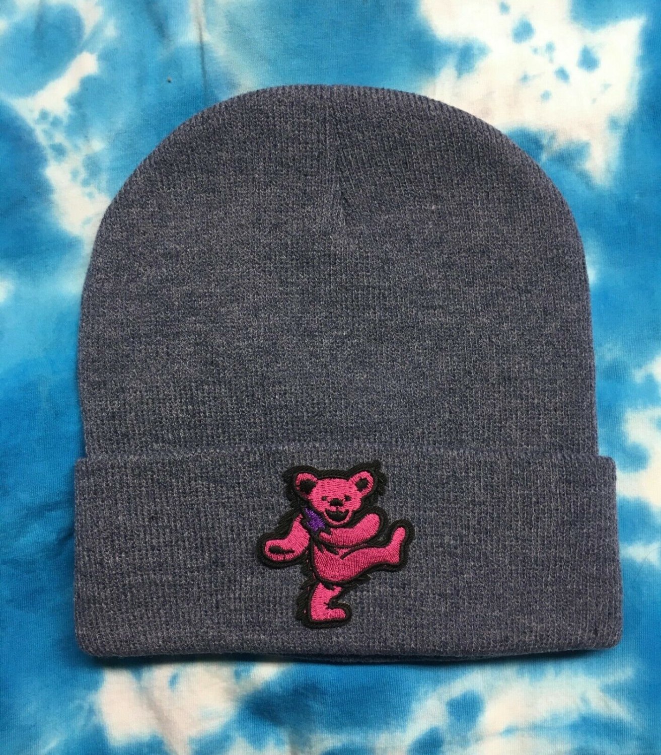 Grateful Dead Red Dancing Bear Gray Beanie