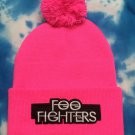 Foo Fighters Pink Pom-Pom Beanie One Size Fits All New Unisex