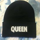 QUEEN Black Beanie One Size Fits All Unisex