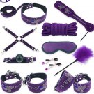 PU Leather Fetish Bondage Kits(Purple 10pcs)