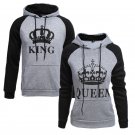 King Queen Crown Raglan Hoodie Pullover Hooded Sweatshirt