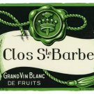 Set of Three Matching 1930s CLOS STE. BARBE Wine Bottle Labels