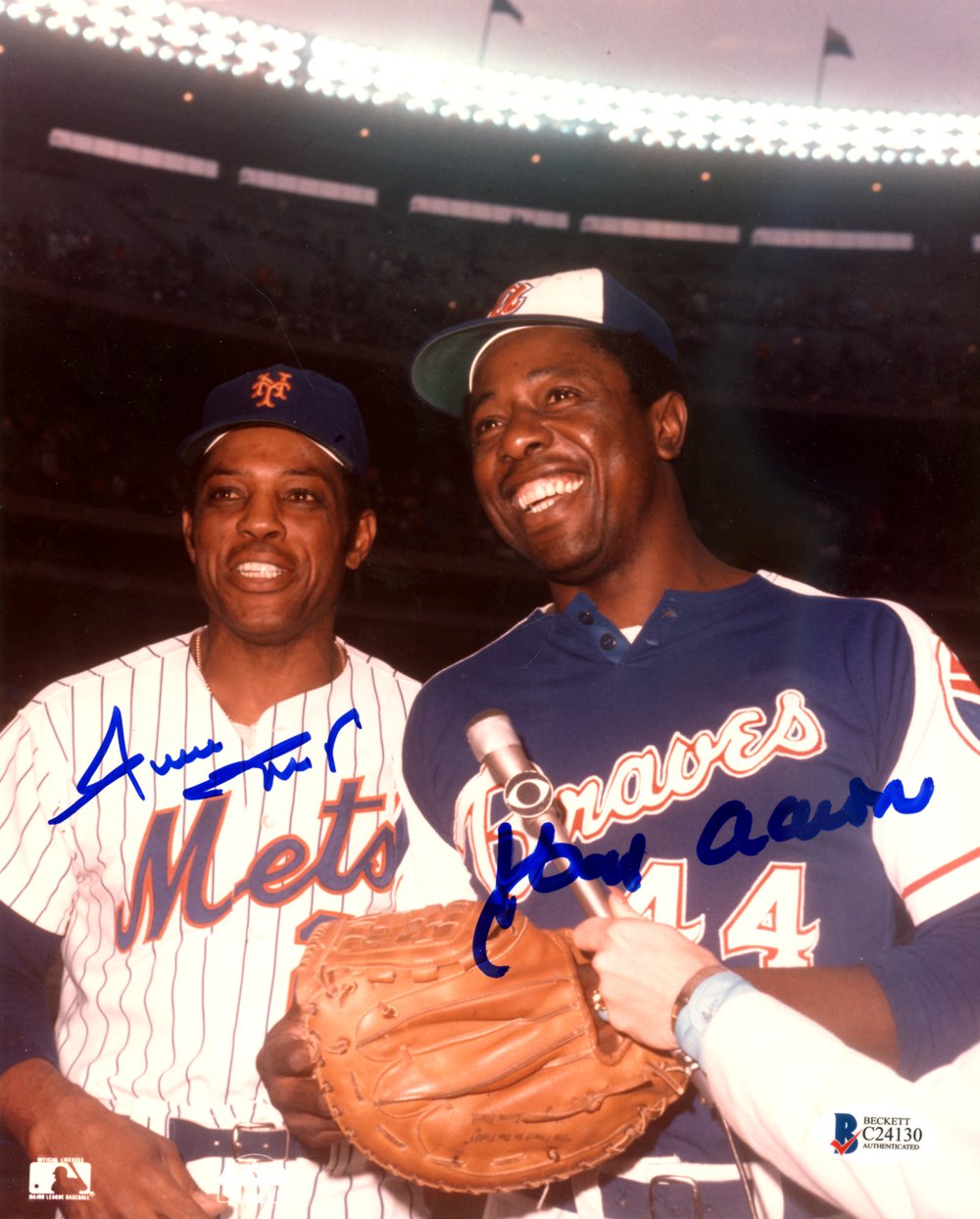 Hank Aaron Willie Mays Dual Autographed Signed 8x10 Photo BECKETT COA