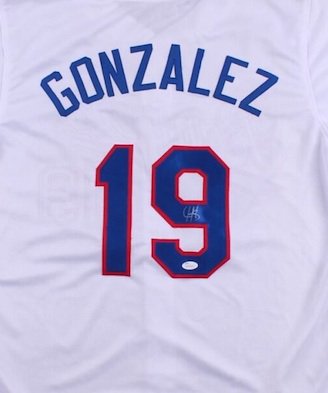 Juan Gonzalez Autographed Signed Texas Rangers Jersey JSA