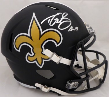 Drew Brees Autographed Signed New Orleans Saints Matte Black Full Size Speed Helmet BECKETT