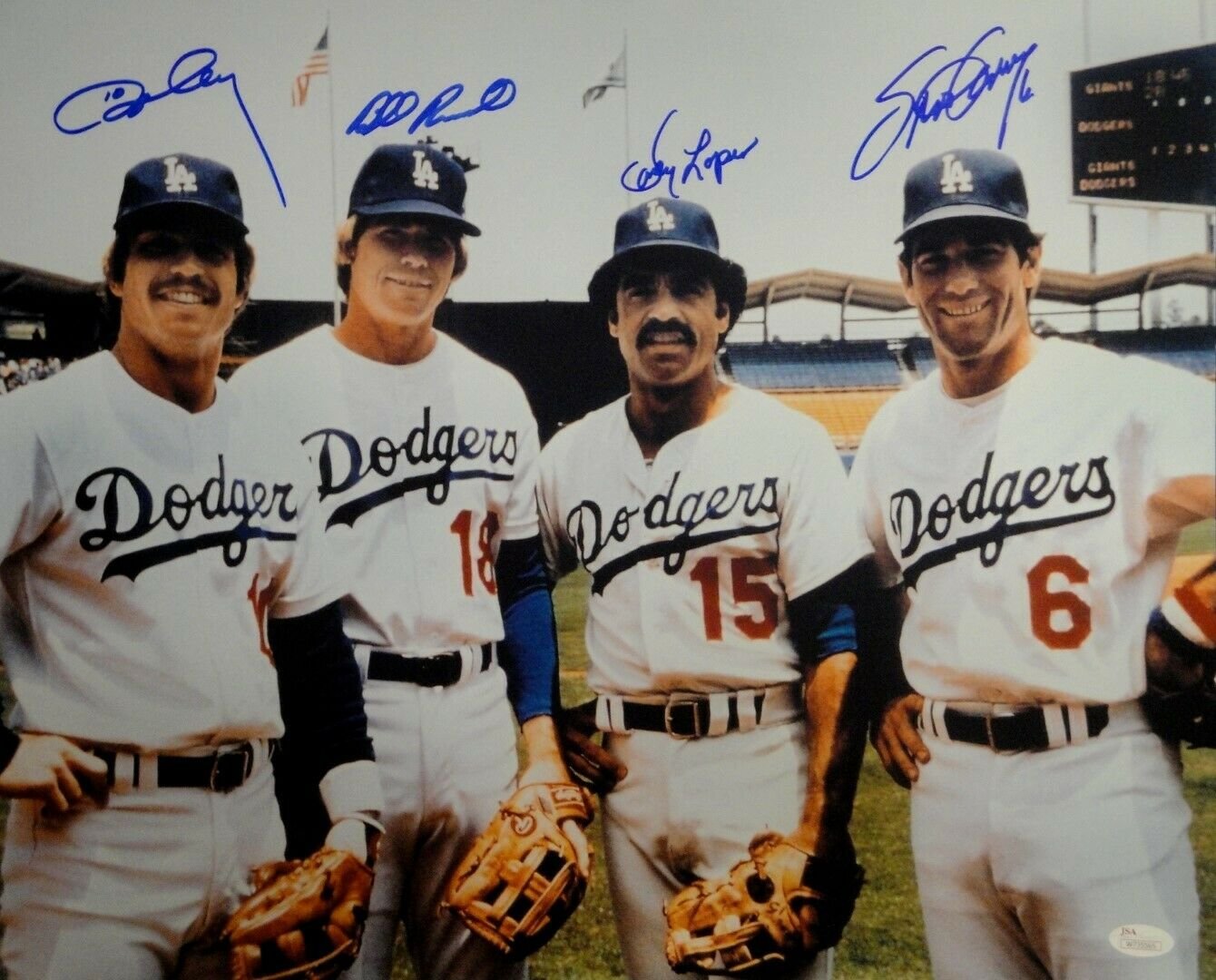 Garvey Cey Russell Lopes Dodgers Autographed Signed 16x20 Photo JSA