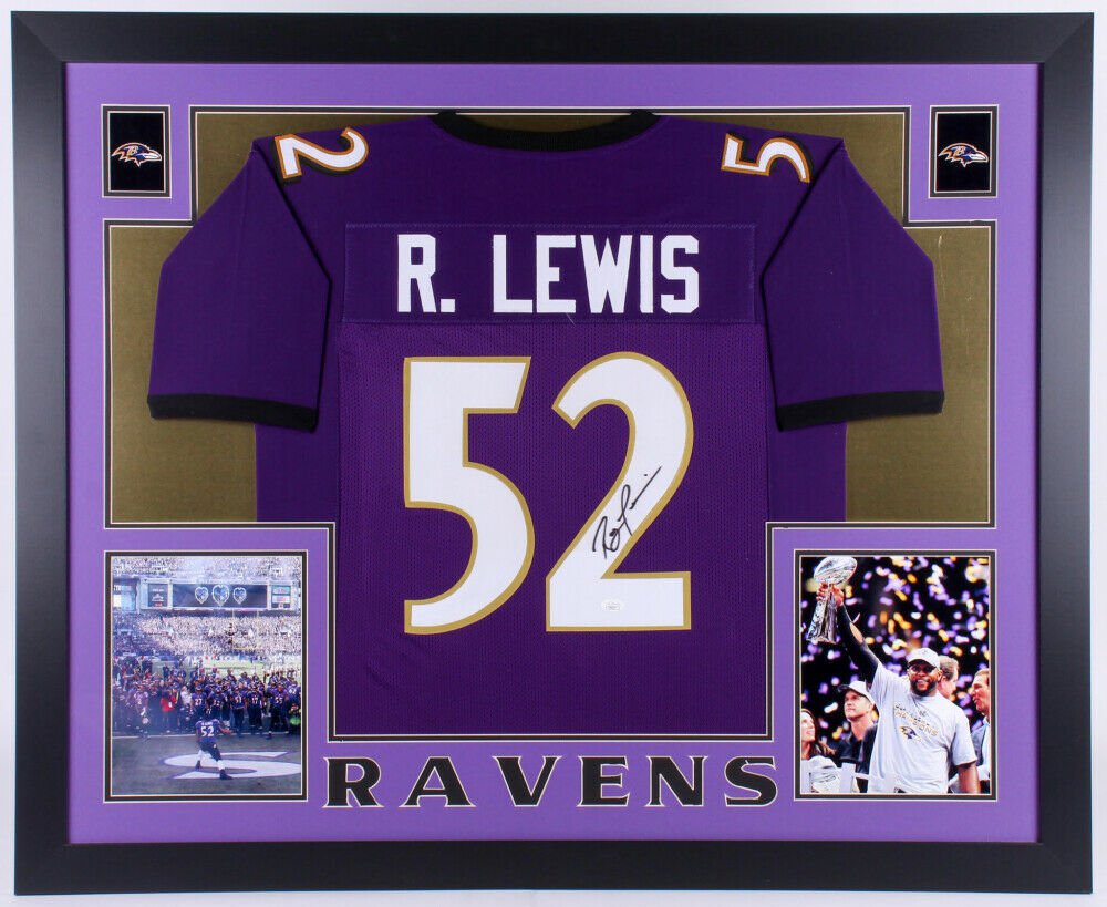 Ray Lewis Autographed Signed Framed Baltimore Ravens Jersey JSA