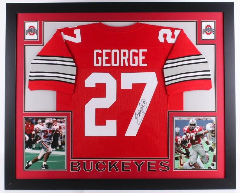 Eddie George Autographed Signed Framed Ohio State Buckeyes Jersey JSA