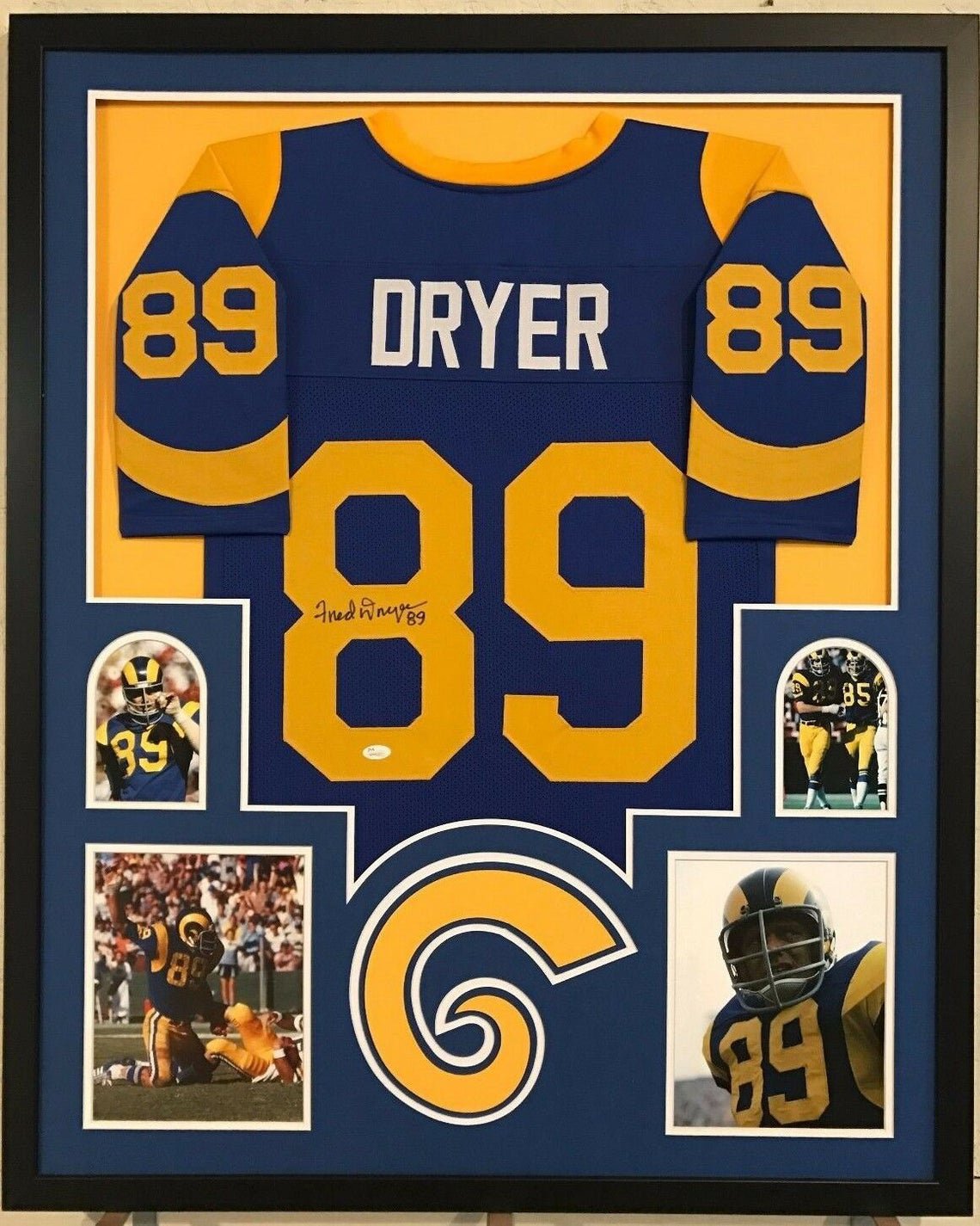 Fred Dryer Autographed Signed Los Angeles Rams Framed Jersey SGC COA