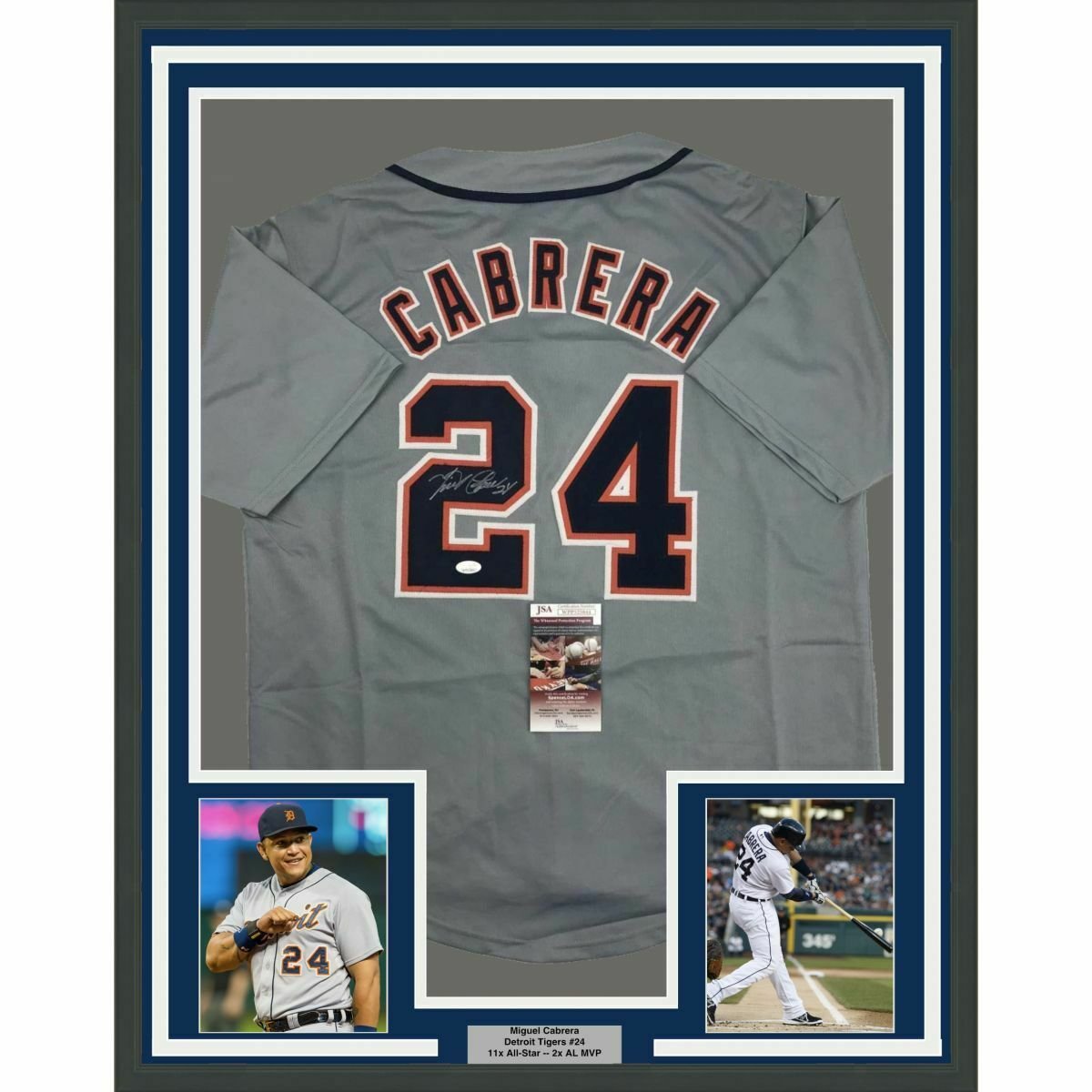 Miguel Cabrera Autographed Signed Framed Detroit Tigers Jersey JSA