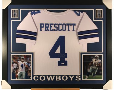 Dak Prescott Autographed Signed Framed Dallas Cowboys Jersey BECKETT