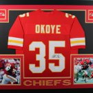 Christian Okoye Autographed Signed Framed Kansas City Chiefs Jersey JSA
