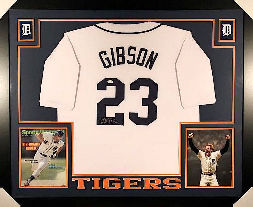 Kirk Gibson Autographed Signed Framed Detroit Tigers Jersey PSA