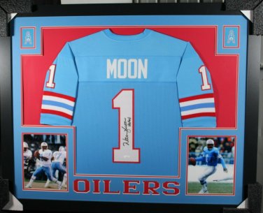 Warren Moon Autographed Signed Houston Oilers Framed Jersey JSA