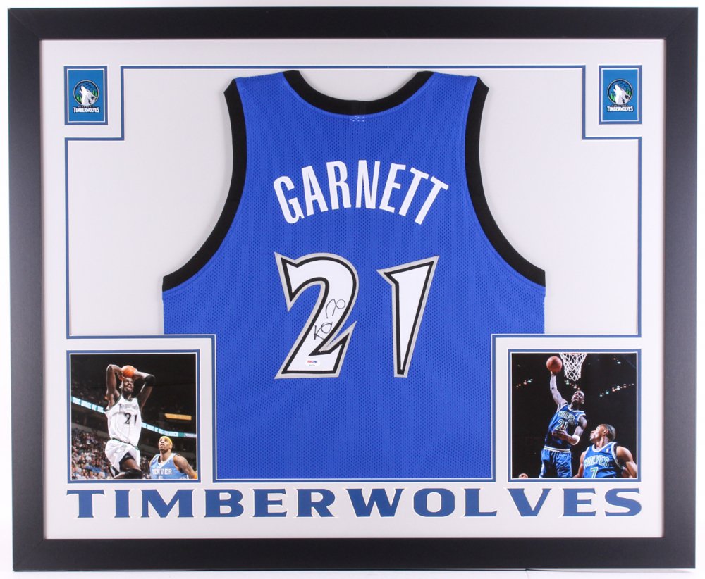 Kevin Garnett Autographed Signed Framed Minnesota Timberwolves Jersey FANATICS